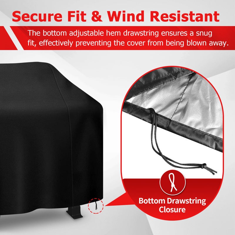 iCOVER Grill Cover, 55 inch BBQ Grill Cover for Outdoor Grill, Anti-UV & Fade Resistant Gas Grill Cover, Waterproof Barbecue Grill Covers for Weber, Char-Broil, Nexgrill and More, Black - Image 5